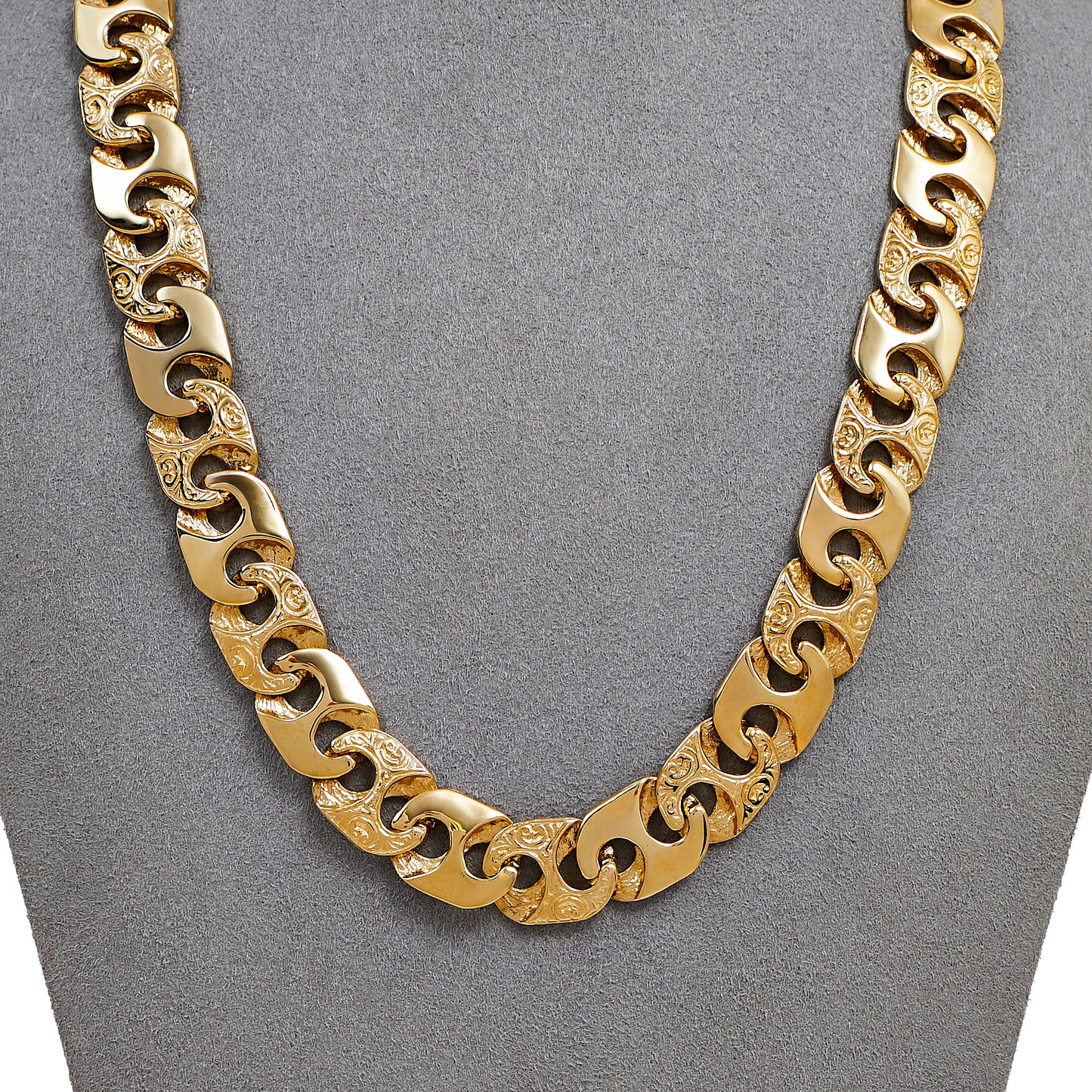 Pre-Owned 9ct Gold Pattern Polish Anchor Chain Necklace