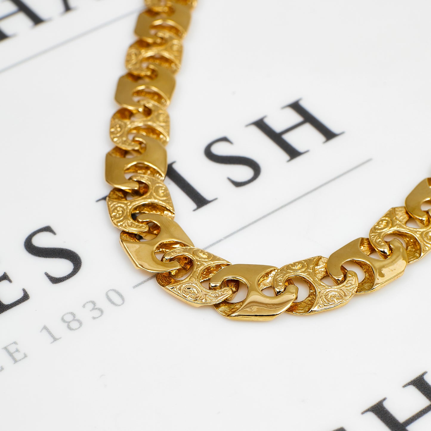 Pre-Owned 9ct Gold Pattern Polish Anchor Chain Necklace