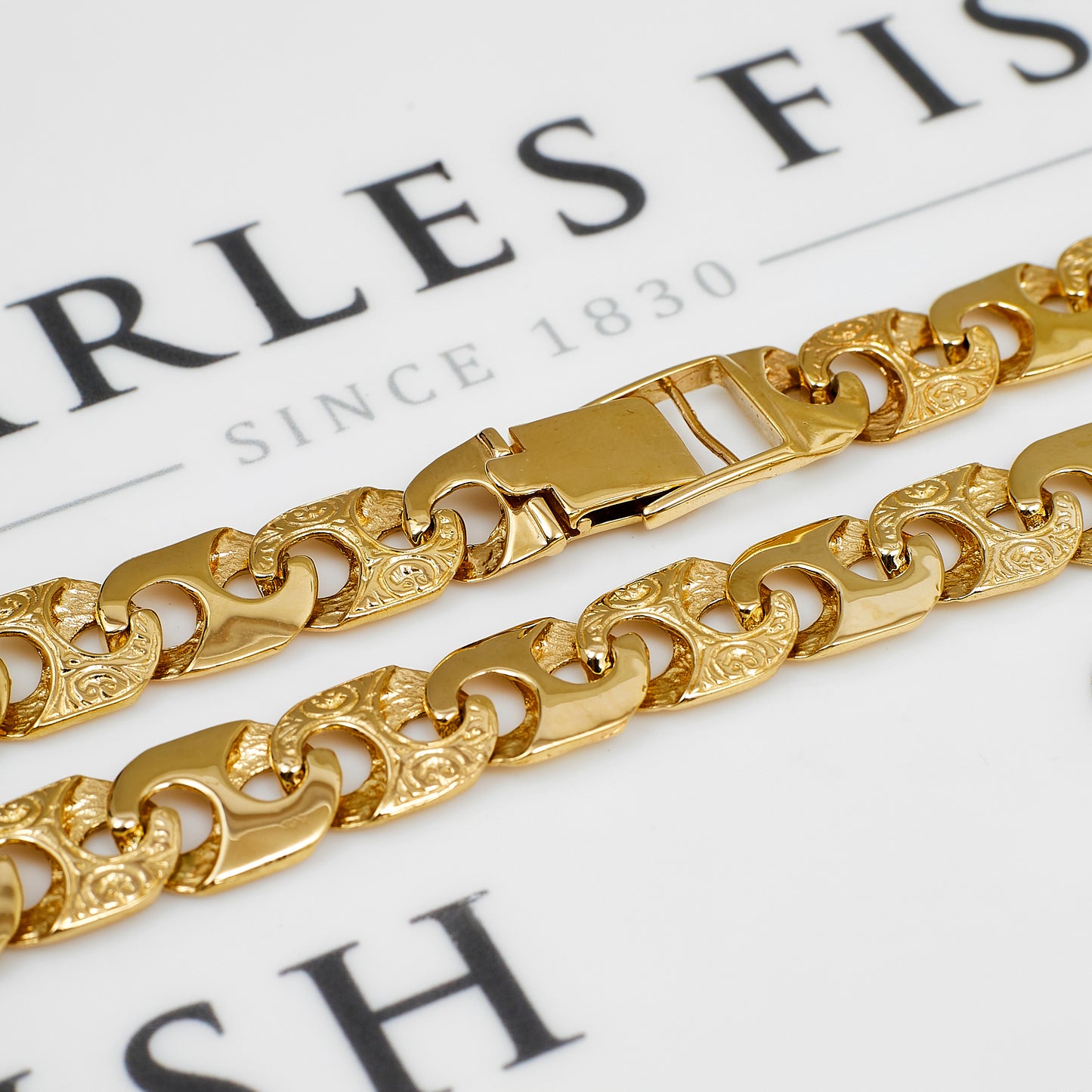 Pre-Owned 9ct Gold Pattern Polish Anchor Chain Necklace