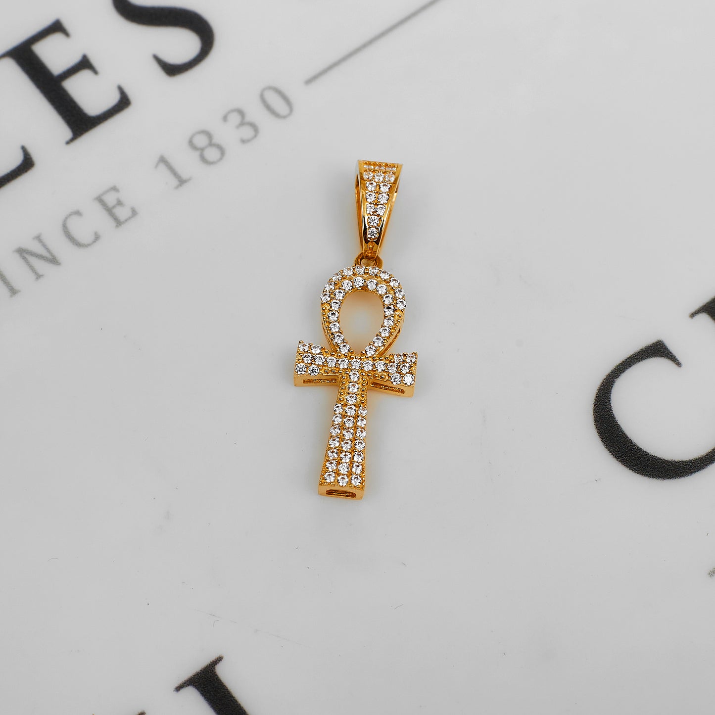 Pre-Owned 9ct Gold CZ Ankh Pendant