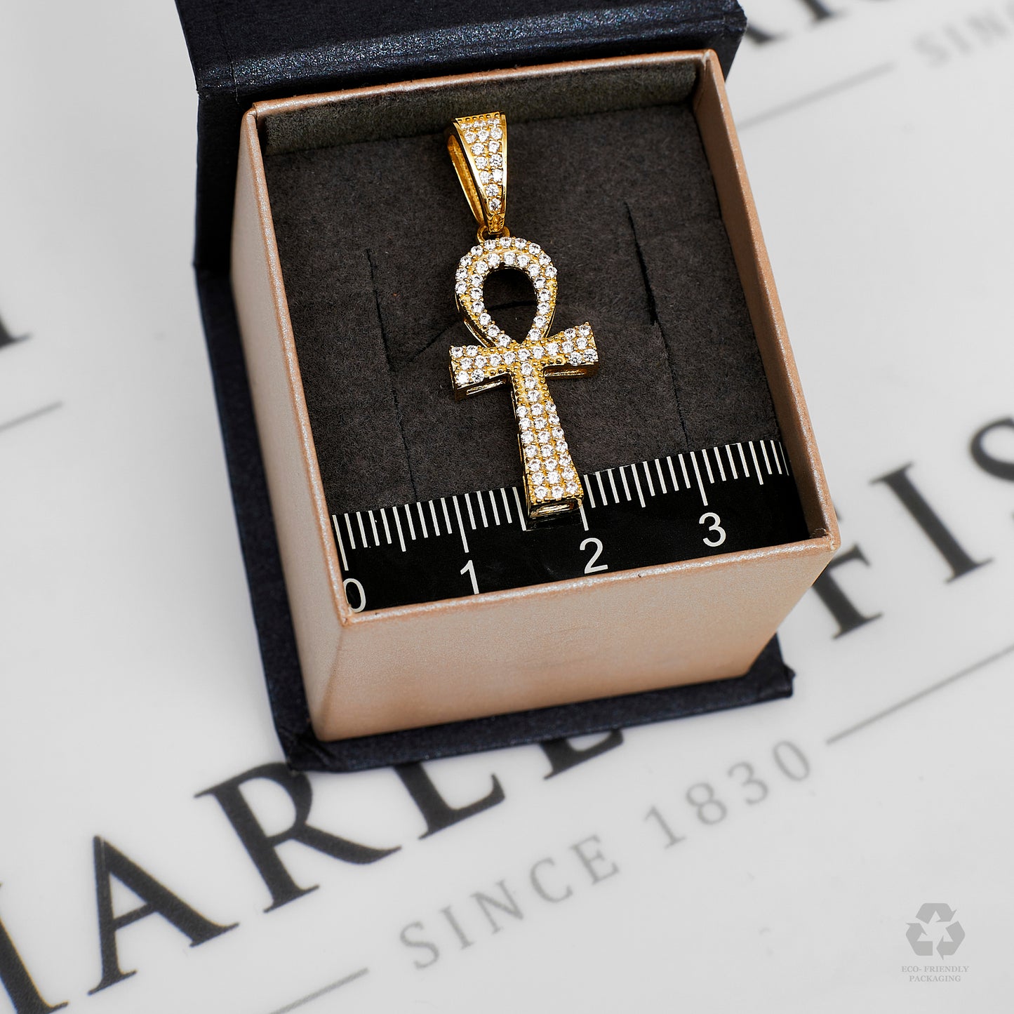 Pre-Owned 9ct Gold CZ Ankh Pendant
