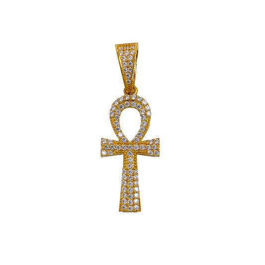Pre-Owned 9ct Gold CZ Ankh Pendant