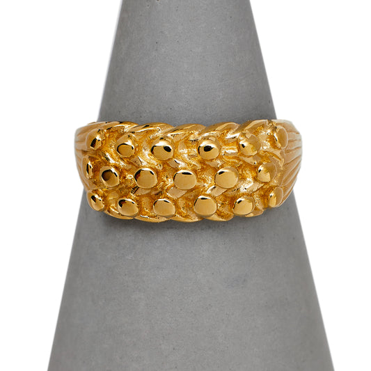 Pre-Owned 9ct Gold 3 Row Shot Ring Size O