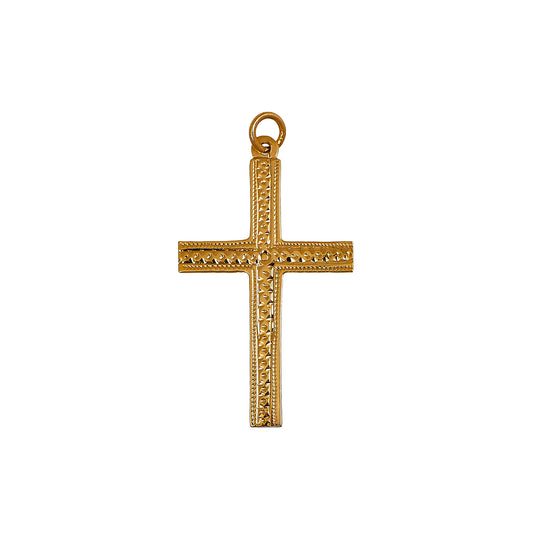 Pre-Owned 9ct Gold Circle Pattern Cross Pendant