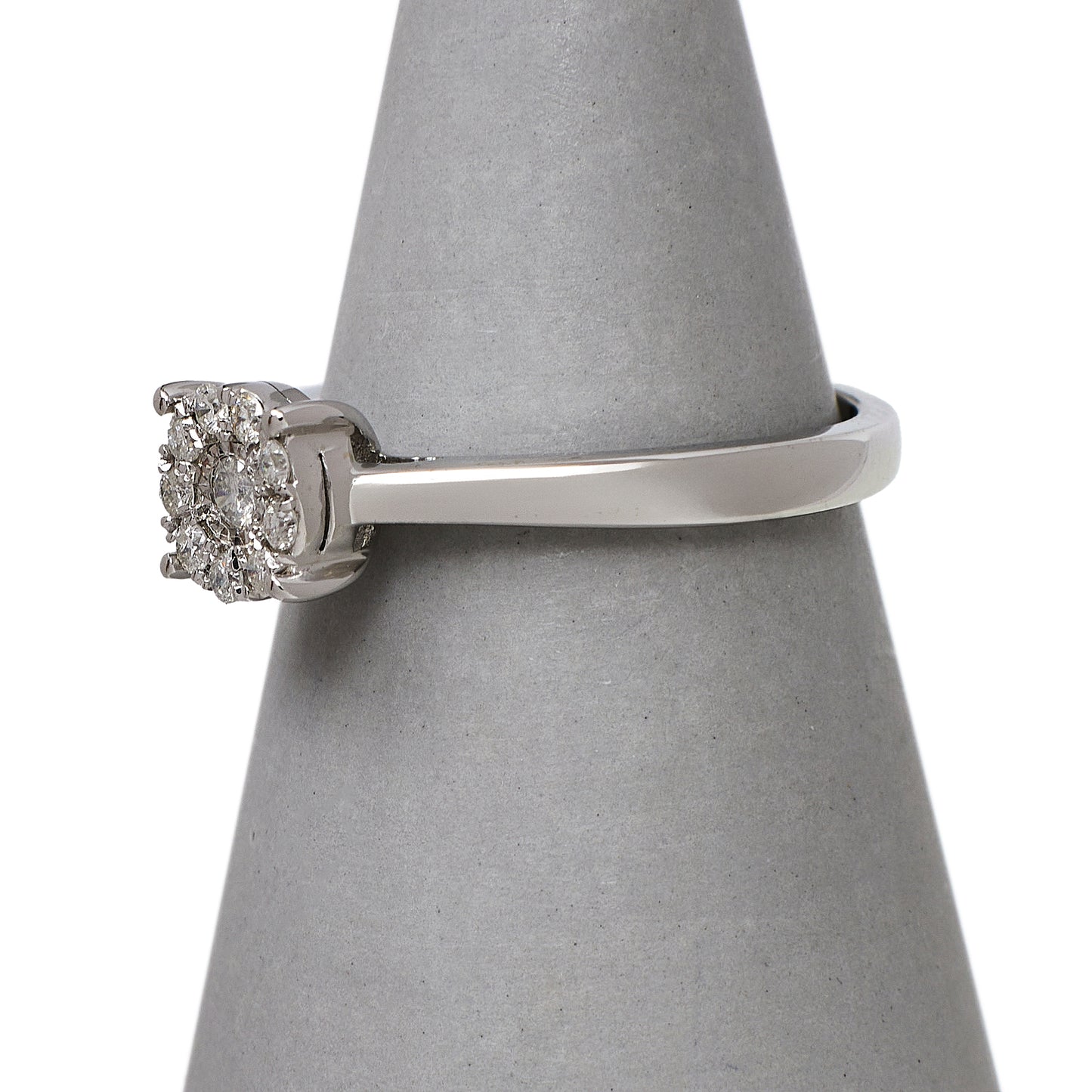 Pre-Owned 9ct White Gold CZ Dress Ring Size K