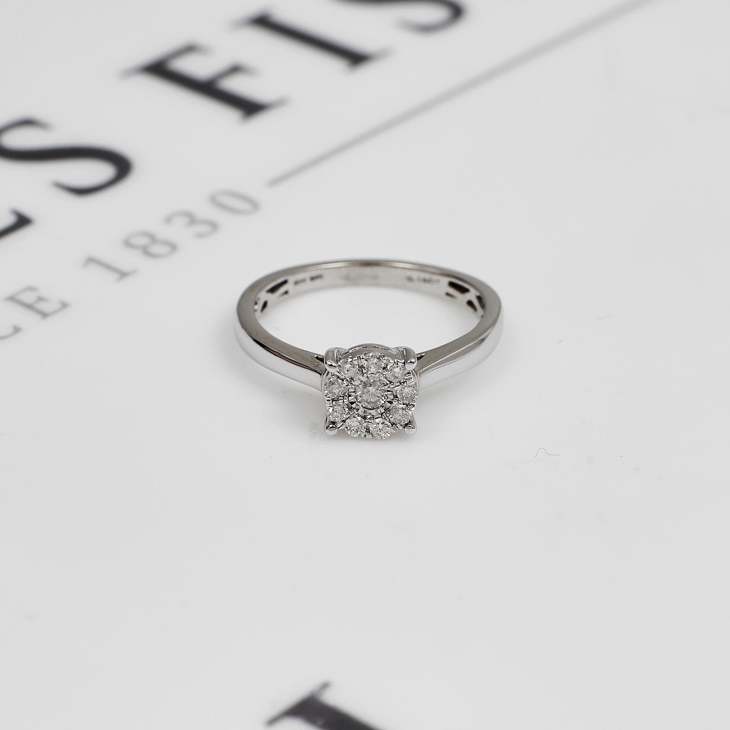 Pre-Owned 9ct White Gold CZ Dress Ring Size K