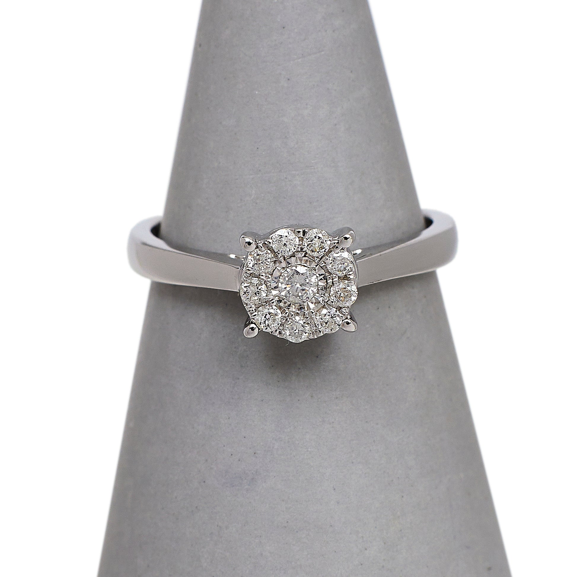 Pre-Owned 9ct White Gold CZ Dress Ring Size K