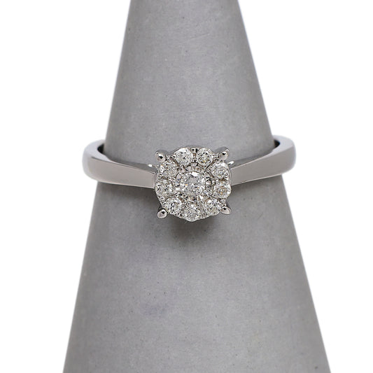Pre-Owned 9ct White Gold CZ Dress Ring Size K