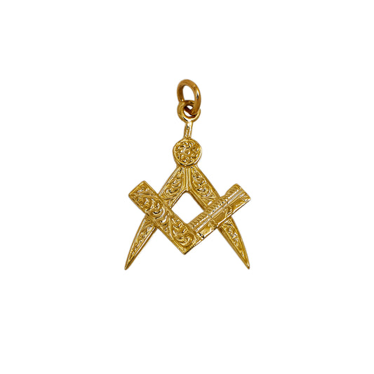 Pre-Owned 9ct Gold Masonic Compass & Square Pendant