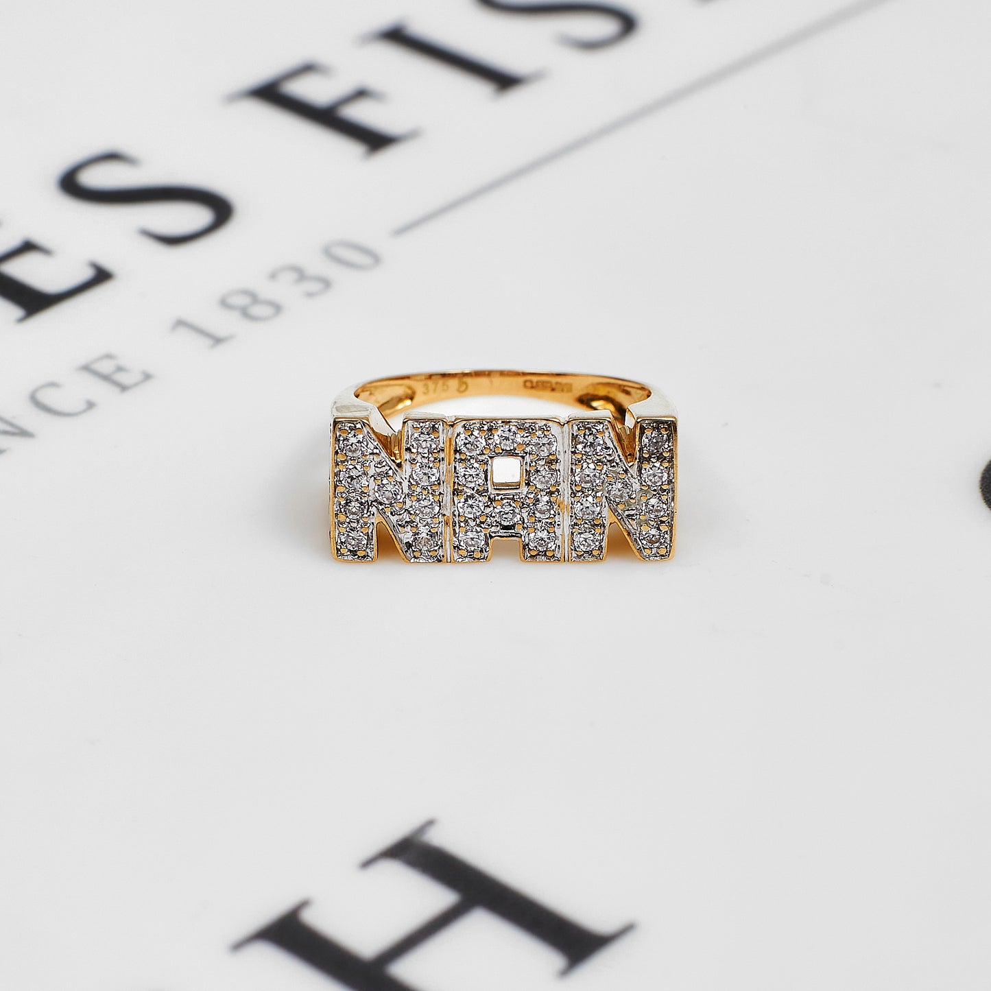 Pre-Owned 9ct Gold & CZ NAN Ring Size N