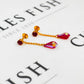 Pre-Owned 22ct Gold Red Crystal Drop Earrings