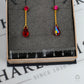 Pre-Owned 22ct Gold Red Crystal Drop Earrings