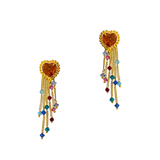 Pre-Owned 22ct Gold Multicolor Bead Drop Earrings