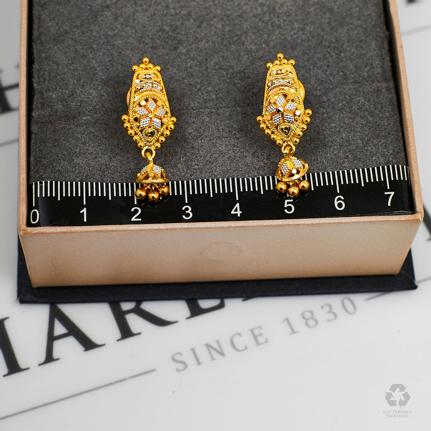 Pre-Owned 22ct Gold 2 Tone Drop Earrings