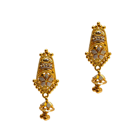 Pre-Owned 22ct Gold 2 Tone Drop Earrings