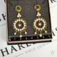Pre-Owned 22ct Gold Round Green & White CZ  Drop Earrings