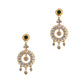 Pre-Owned 22ct Gold Round Green & White CZ  Drop Earrings