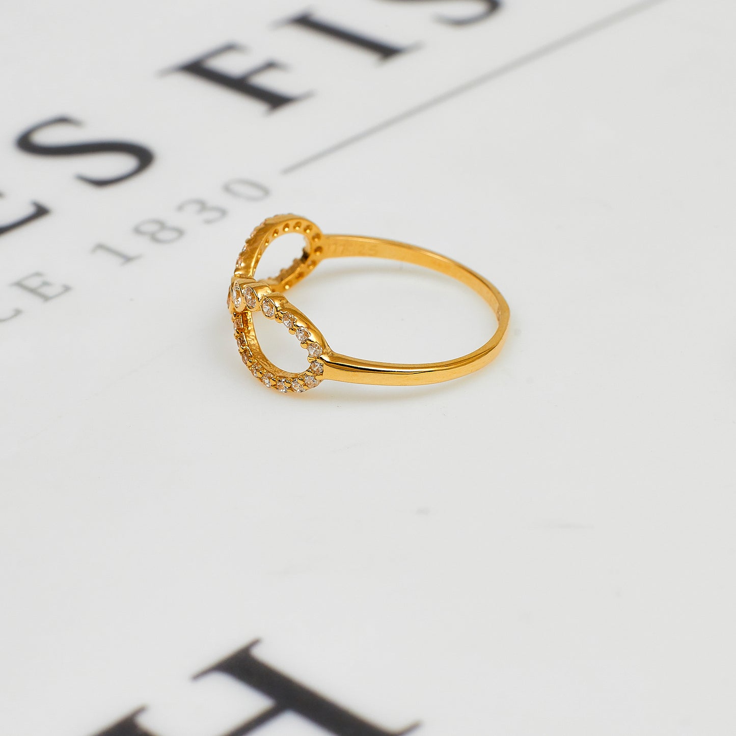 Pre-Owned 14ct Gold CZ Infinity Symbol Ring Size O.5