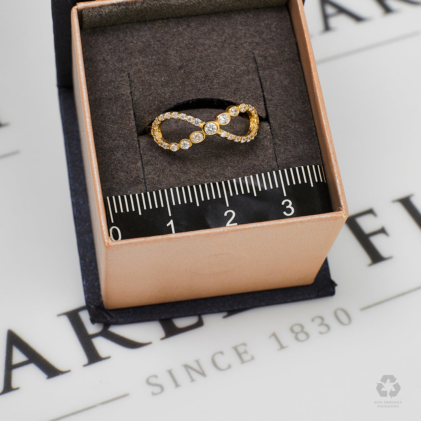 Pre-Owned 14ct Gold CZ Infinity Symbol Ring Size O.5
