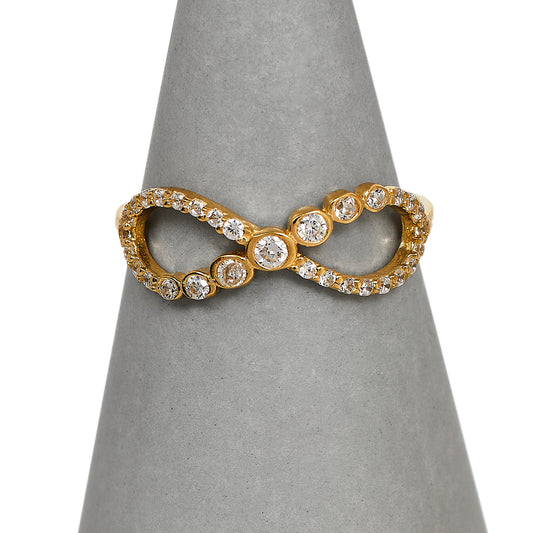Pre-Owned 14ct Gold CZ Infinity Symbol Ring Size O.5