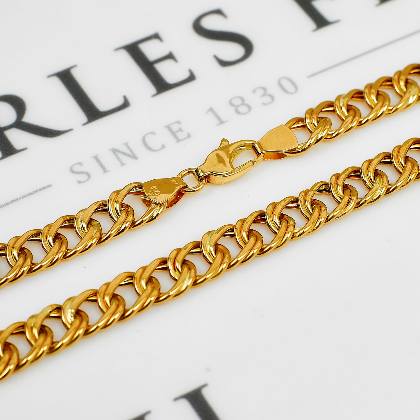 Pre-Owned 18ct Gold Double Curb Chain Necklace 20 Inch