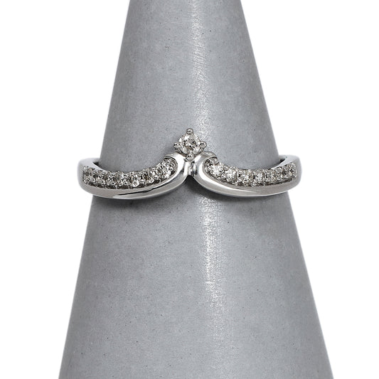 Pre-Owned 9ct White Gold 15 Diamond Wishbone Ring Size O