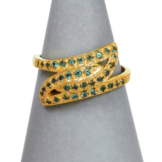 Pre-Owned 9ct Gold Chrysoberyl Zigzag Ring Size N