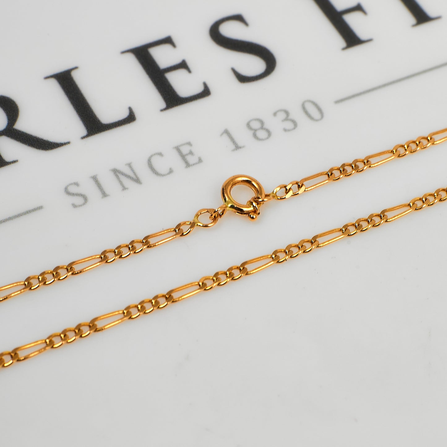 Pre-Owned 18ct Gold Figaro Necklace 23 Inch