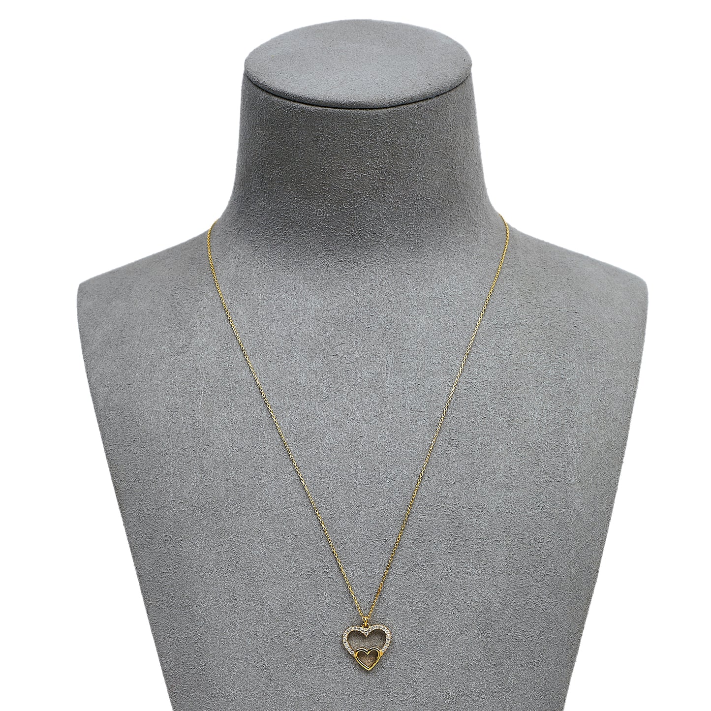 Pre-Owned 14ct Gold CZ Heart Pendant Necklace 18 Inch