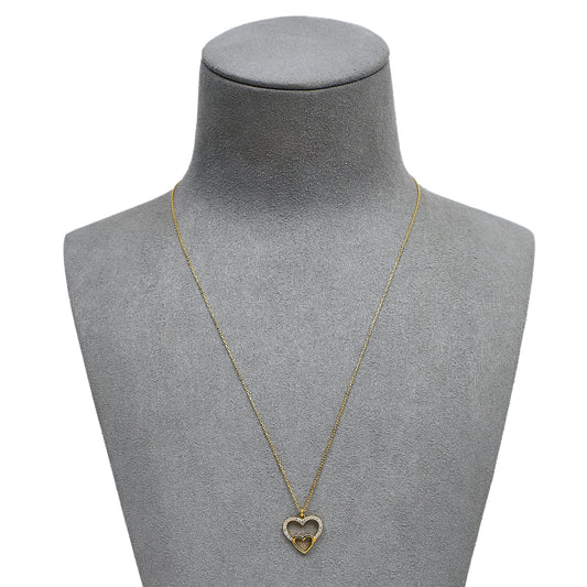 Pre-Owned 14ct Gold CZ Heart Pendant Necklace 18 Inch