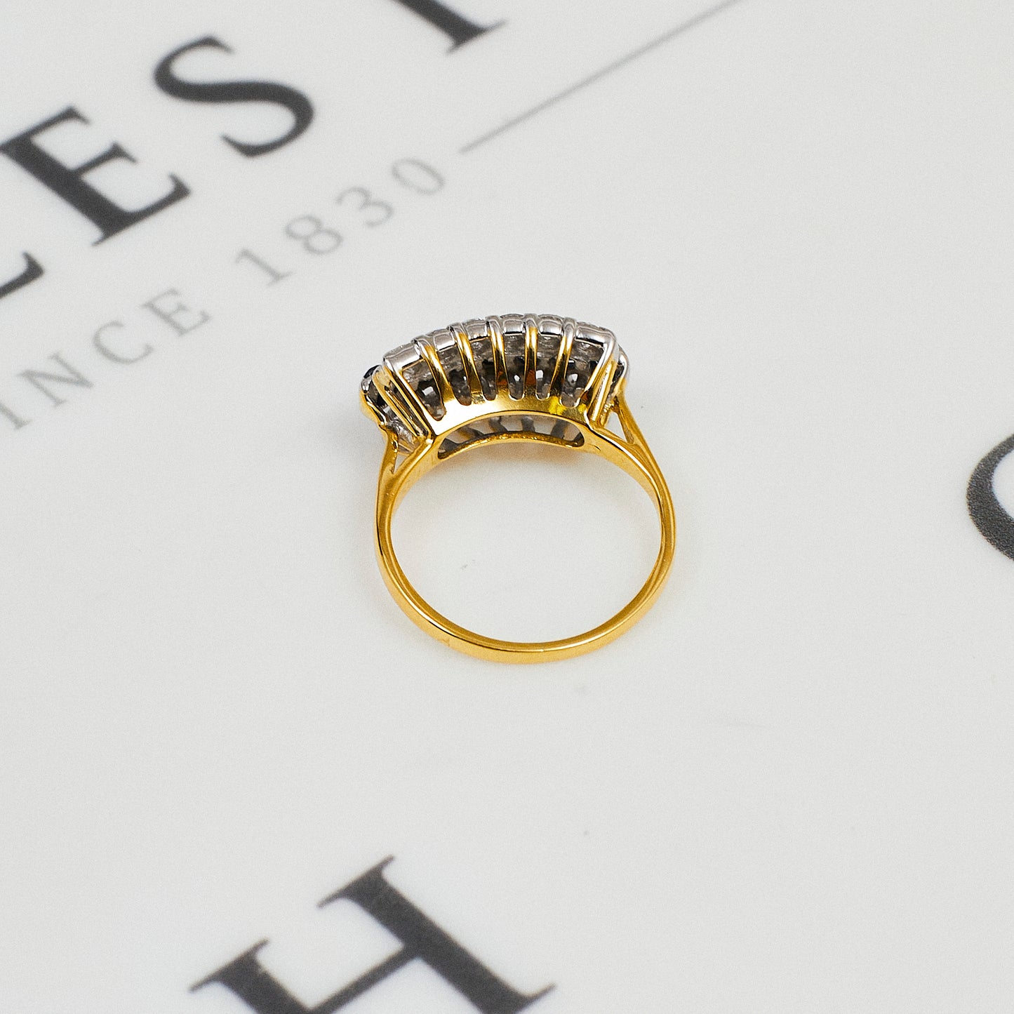 Pre-Owned 18ct Gold Sapphire & Diamond 3 Row Ring Size K