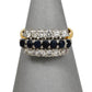 Pre-Owned 18ct Gold Sapphire & Diamond 3 Row Ring Size K
