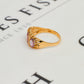 Pre-Owned 9ct Gold 3 Amethyst & 6 CZ Dress Ring Size U