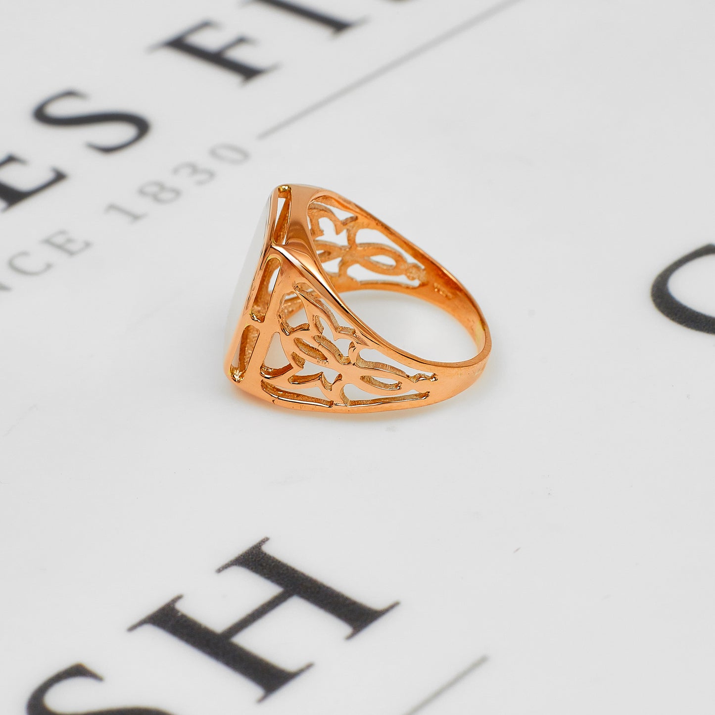 Pre-Owned 14ct Rose Gold Rectangle Signet Ring Size N.5
