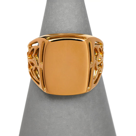 Pre-Owned 14ct Rose Gold Rectangle Signet Ring Size N.5