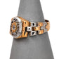 Pre-Owned 14ct Gold Mens CZ Cluster Flexi Watch Link Ring
