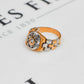 Pre-Owned 14ct Gold Mens CZ Cluster Flexi Watch Link Ring