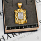 Pre-Owned 18ct Gold CZ Set Statement Rectangle Pendant