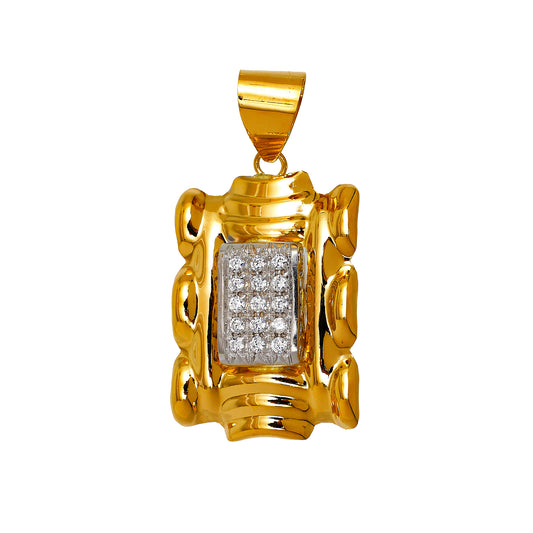 Pre-Owned 18ct Gold CZ Set Statement Rectangle Pendant