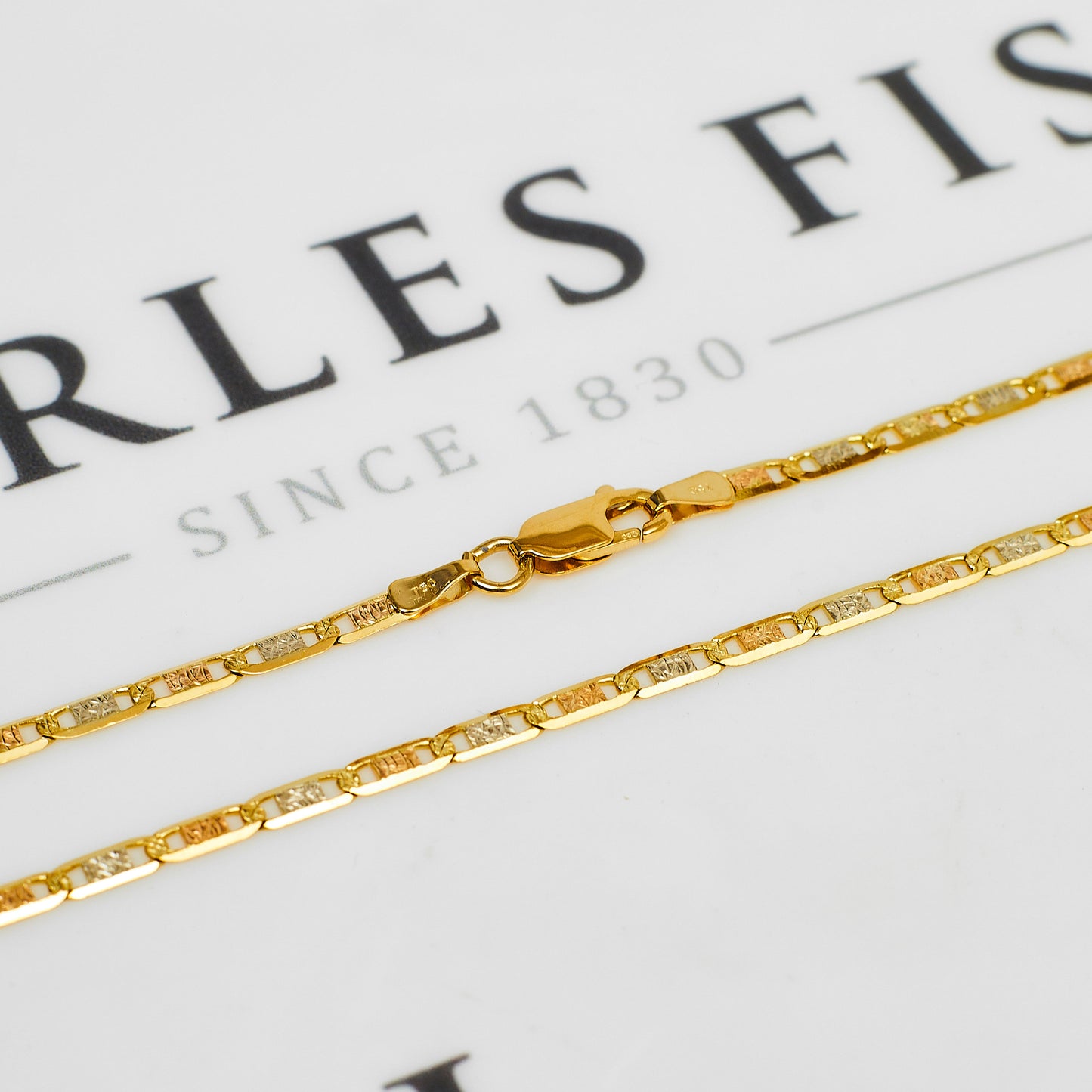 Pre-Owned 18ct Gold Tricolor Anchor Chain Necklace 24 Inch