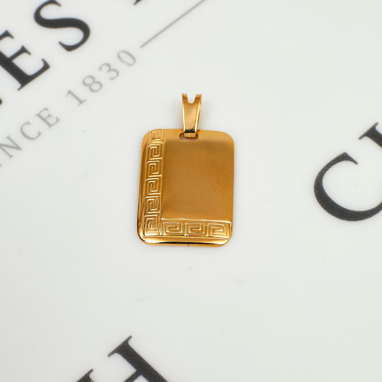 Pre-Owned 18ct Gold Greek Key Rectangle Pendant