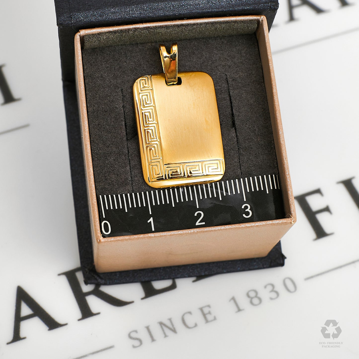 Pre-Owned 18ct Gold Greek Key Rectangle Pendant