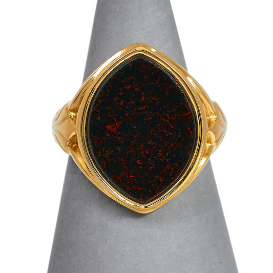 Pre-Owned 18ct Gold Bloodstone Signet Ring Size O