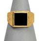 Pre-Owned 9ct Gold Mens Square Onyx Signet Ring Size U.5