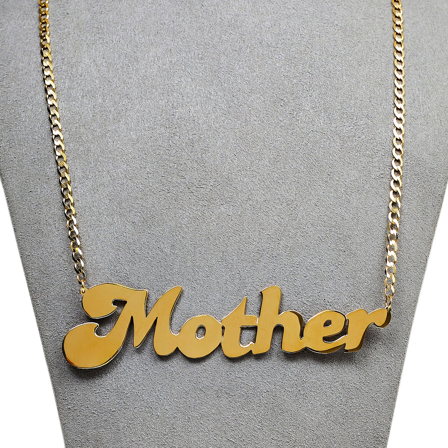 Pre-Owned 9ct Gold Mother Pendant & Curb Chain 18 Inch