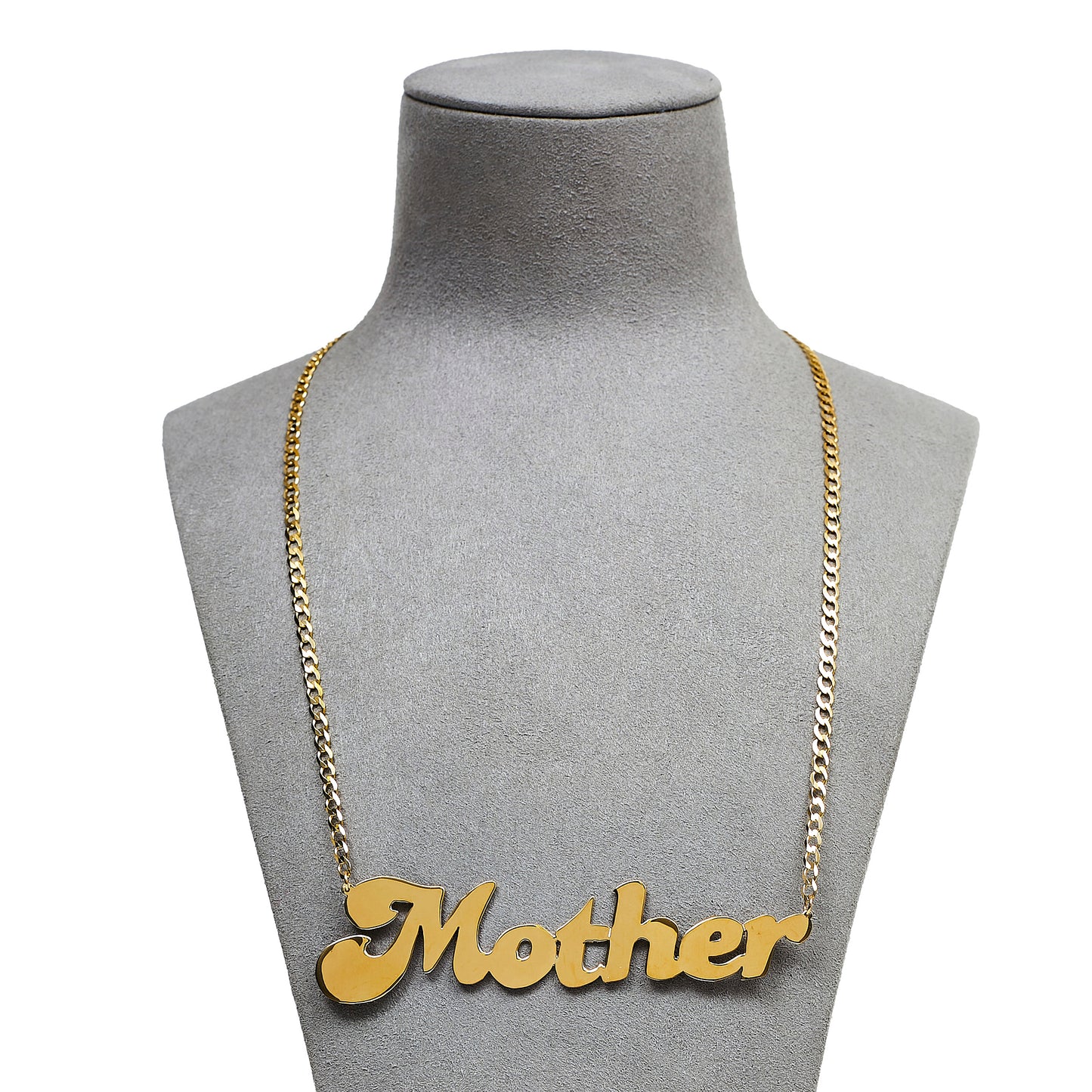 Pre-Owned 9ct Gold Mother Pendant & Curb Chain 18 Inch