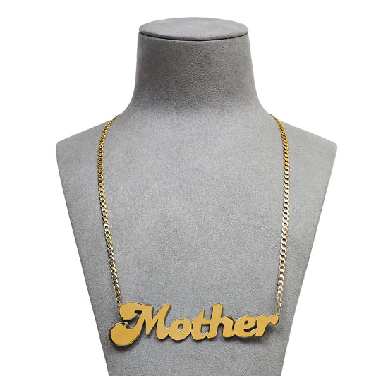 Pre-Owned 9ct Gold Mother Pendant & Curb Chain 18 Inch