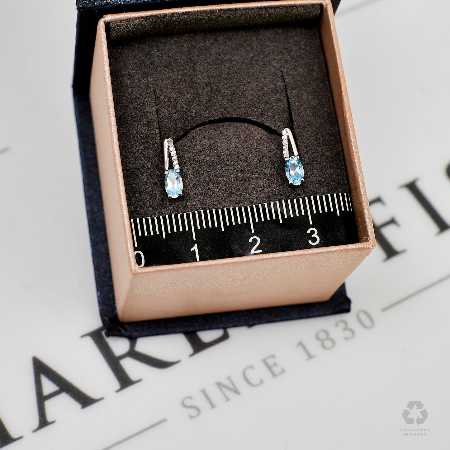 Pre-Owned 9ct White Gold Topaz & Diamond Stud Earrings