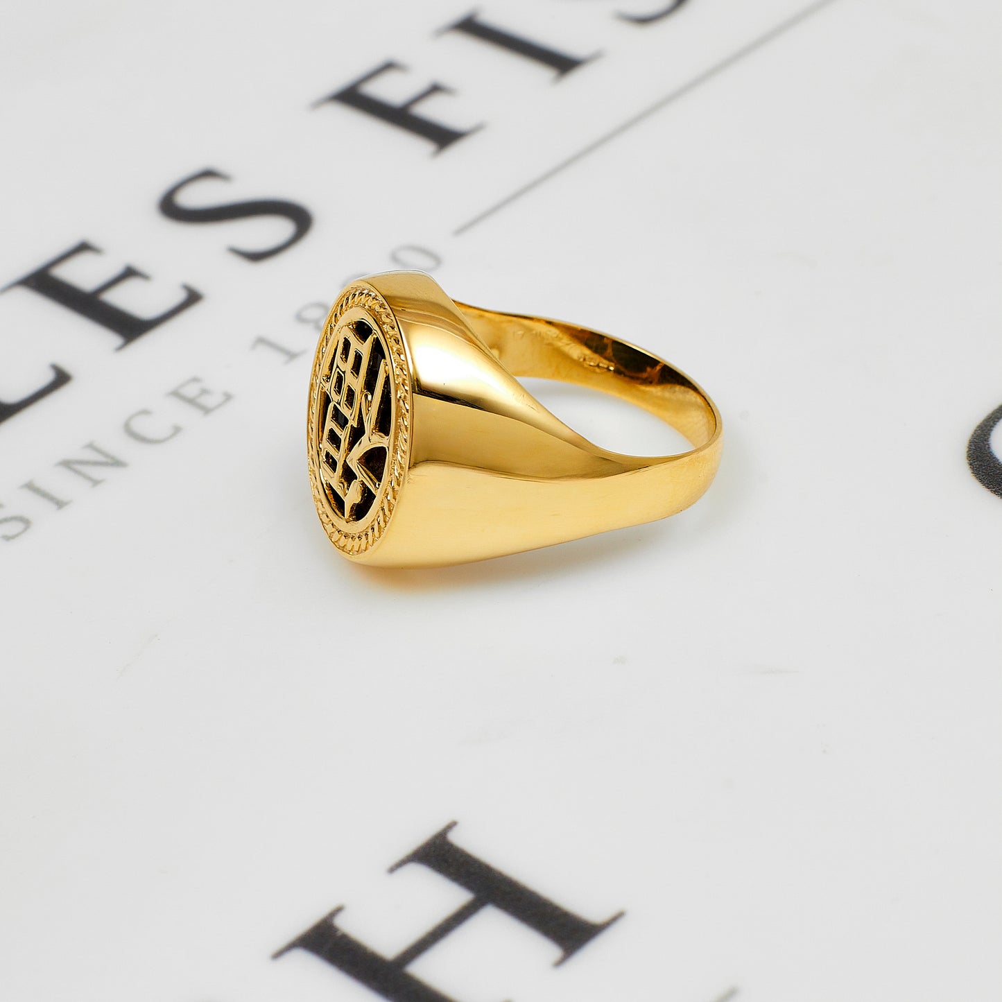 Pre-Owned 9ct Gold Mens Chinese Fortune Onyx Signet Ring