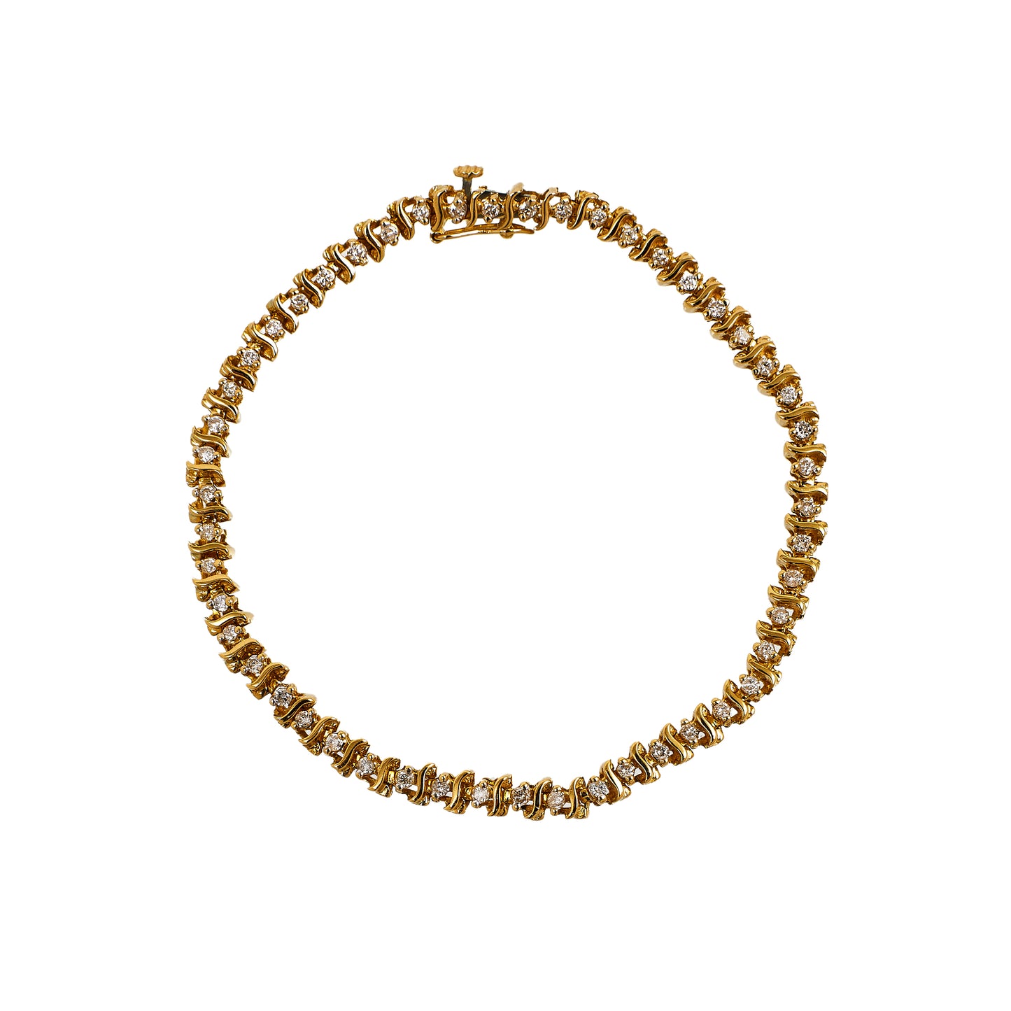 Pre-Owned 18ct Gold Diamond Tennis Bracelet 7 Inch